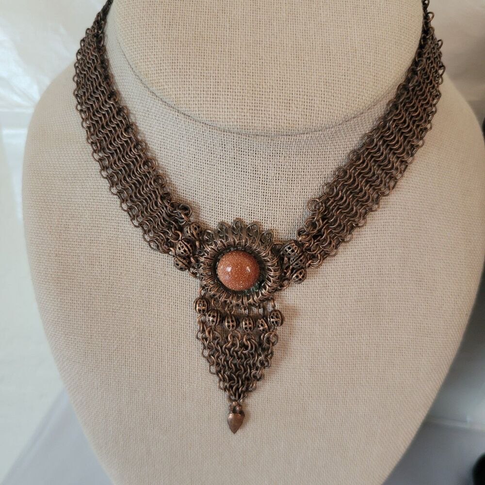 Lot of 4 Boho Choker Necklaces Copper Bronze Gold Colors - Picture 2 of 16